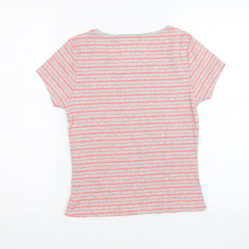 Papaya Womens Pink Striped  Basic T-Shirt Size 10