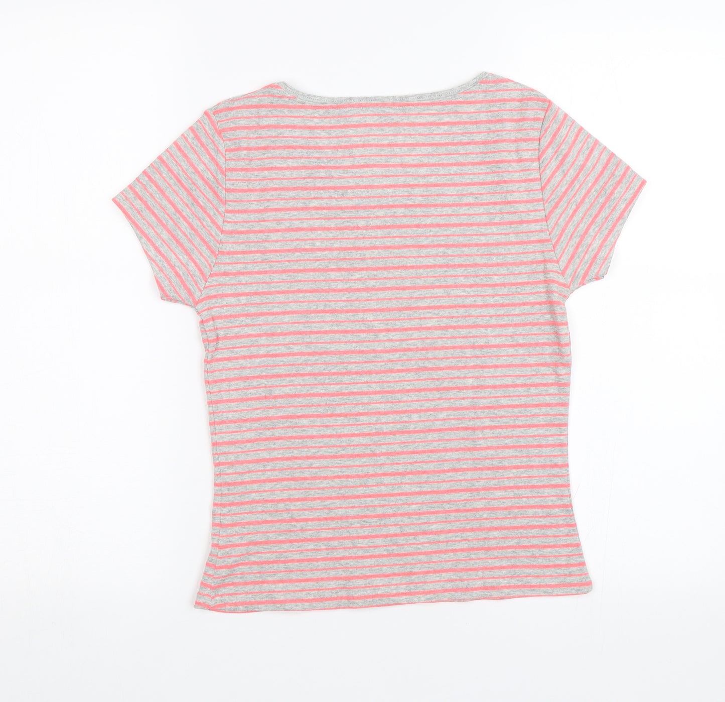Papaya Womens Pink Striped  Basic T-Shirt Size 10
