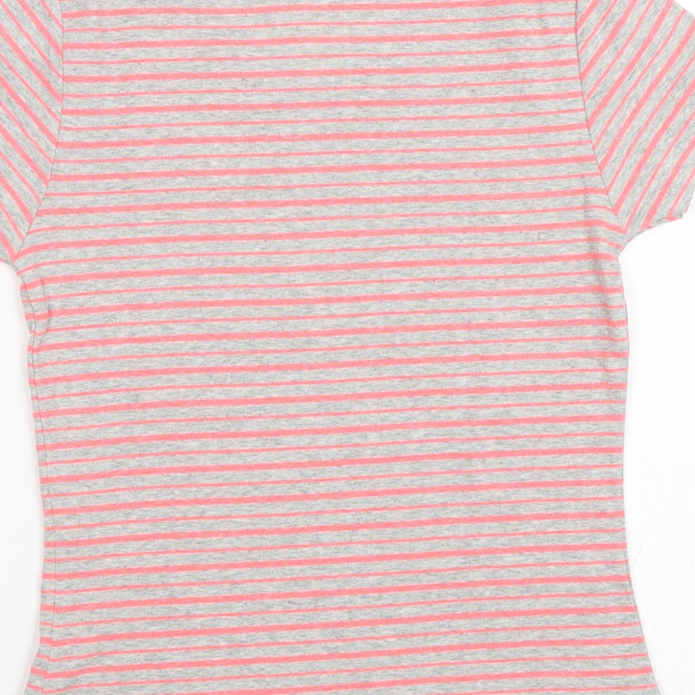 Papaya Womens Pink Striped  Basic T-Shirt Size 10
