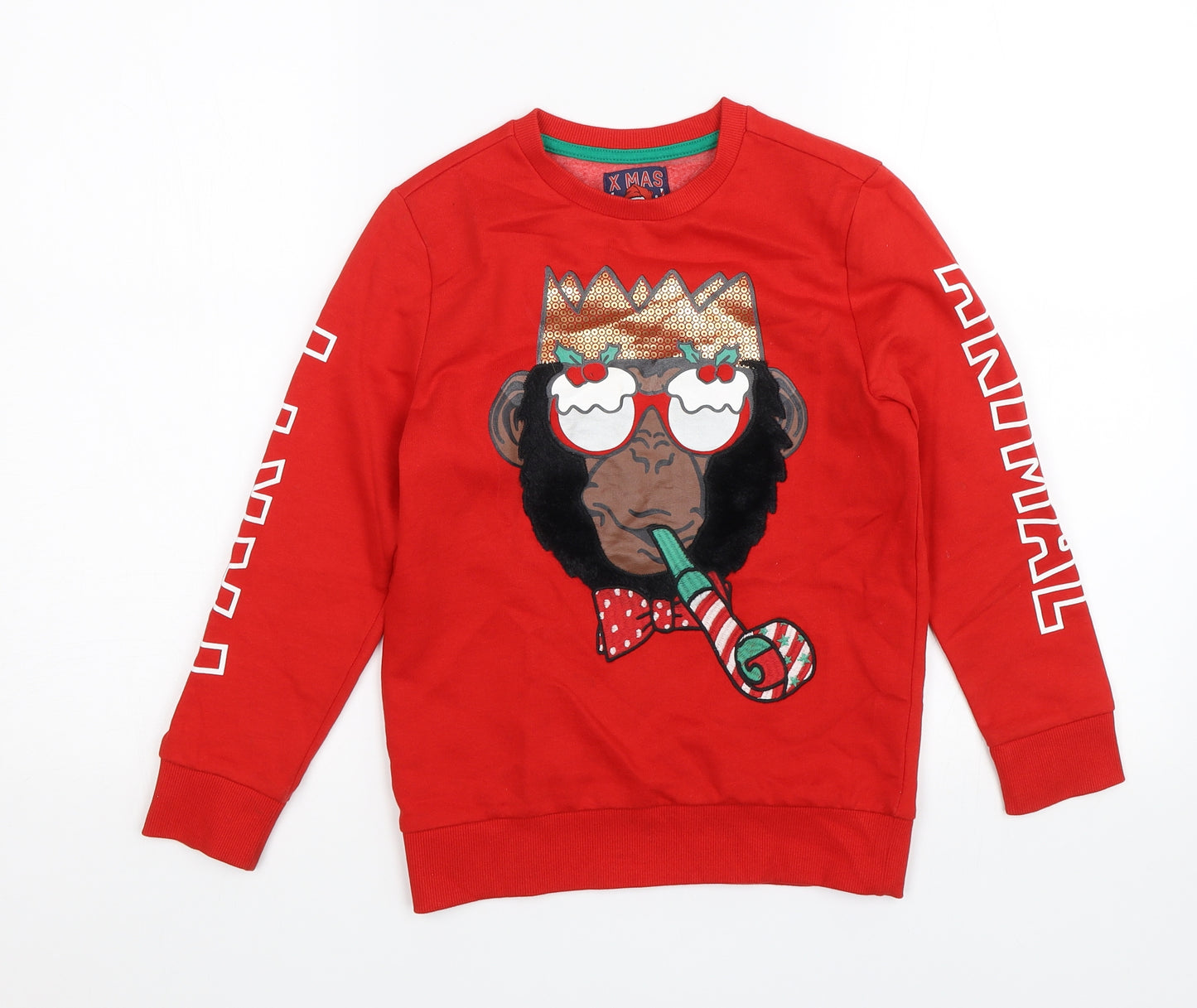 F&F Boys Red   Pullover Jumper Size 7-8 Years  - Christmas jumper