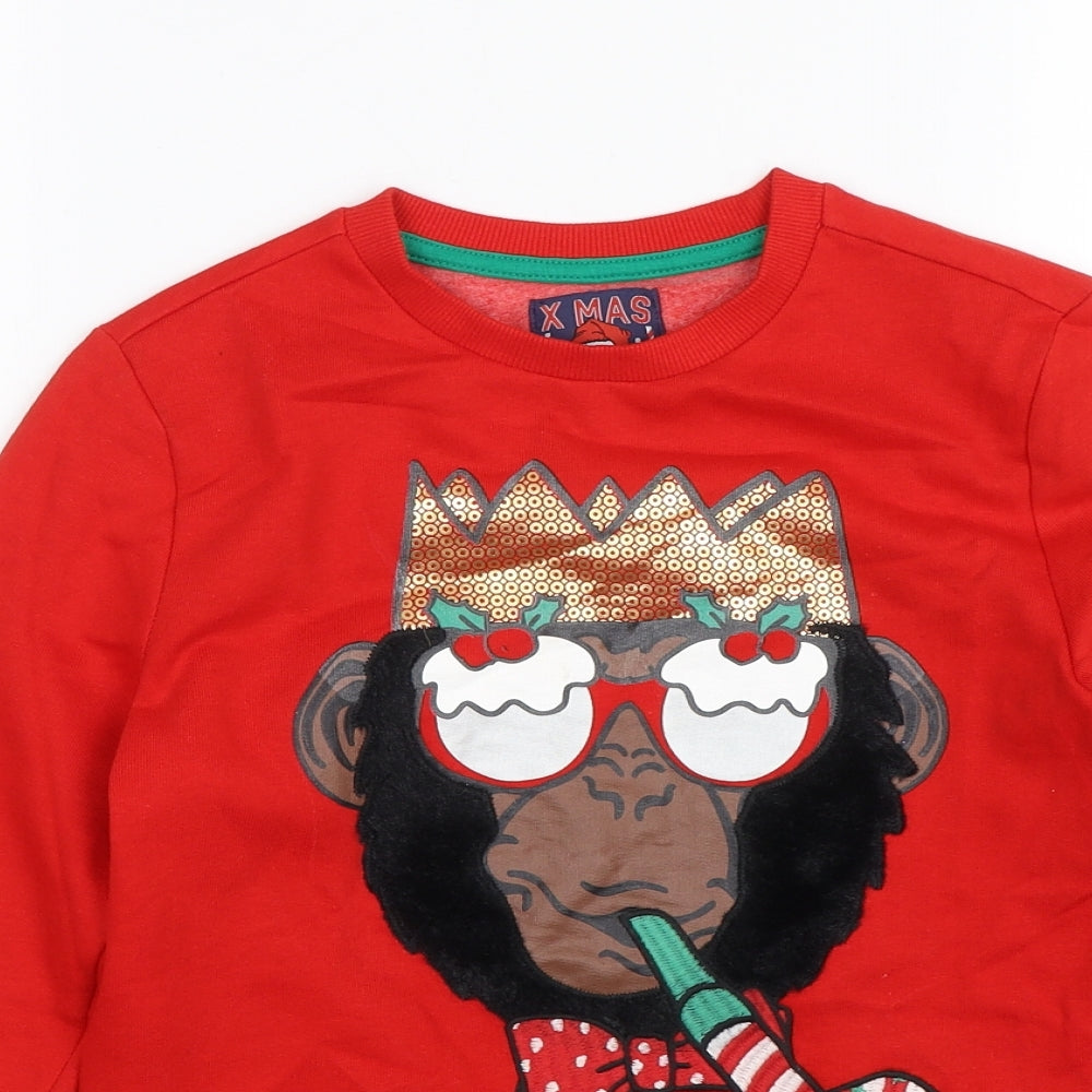 F&F Boys Red   Pullover Jumper Size 7-8 Years  - Christmas jumper