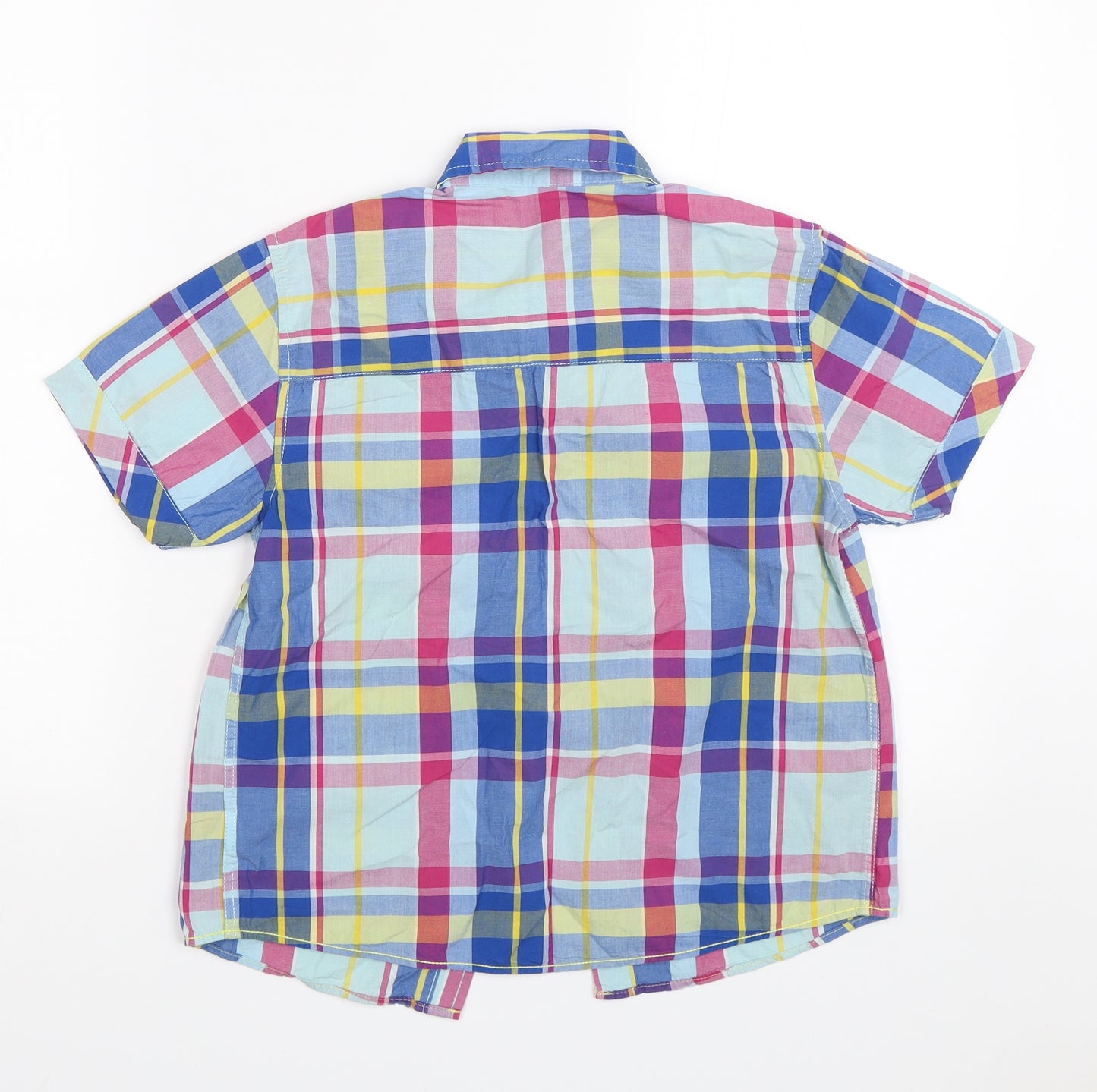 M&S Boys Blue Plaid  Basic Button-Up Size 9 Years
