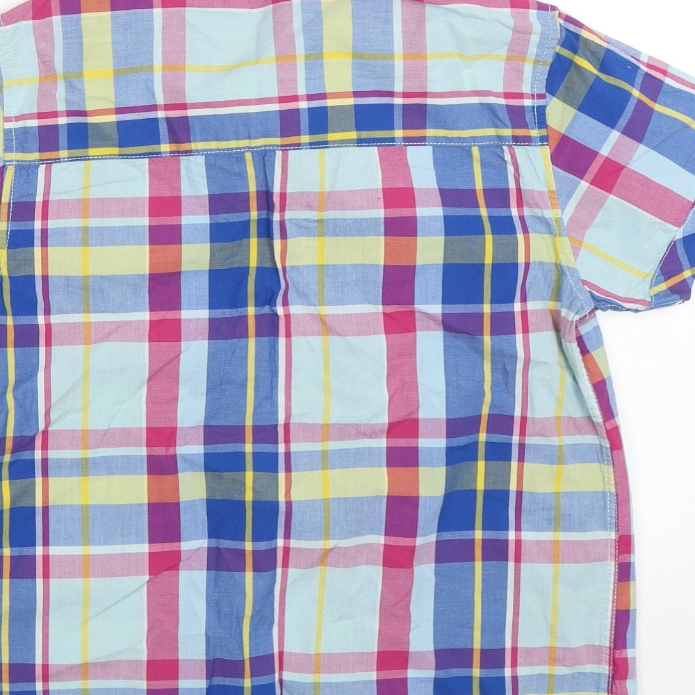 M&S Boys Blue Plaid  Basic Button-Up Size 9 Years