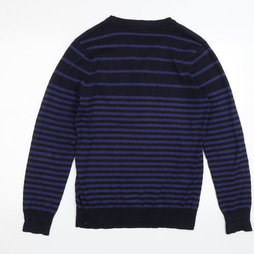 F&F Mens Blue Striped  Pullover Jumper Size S