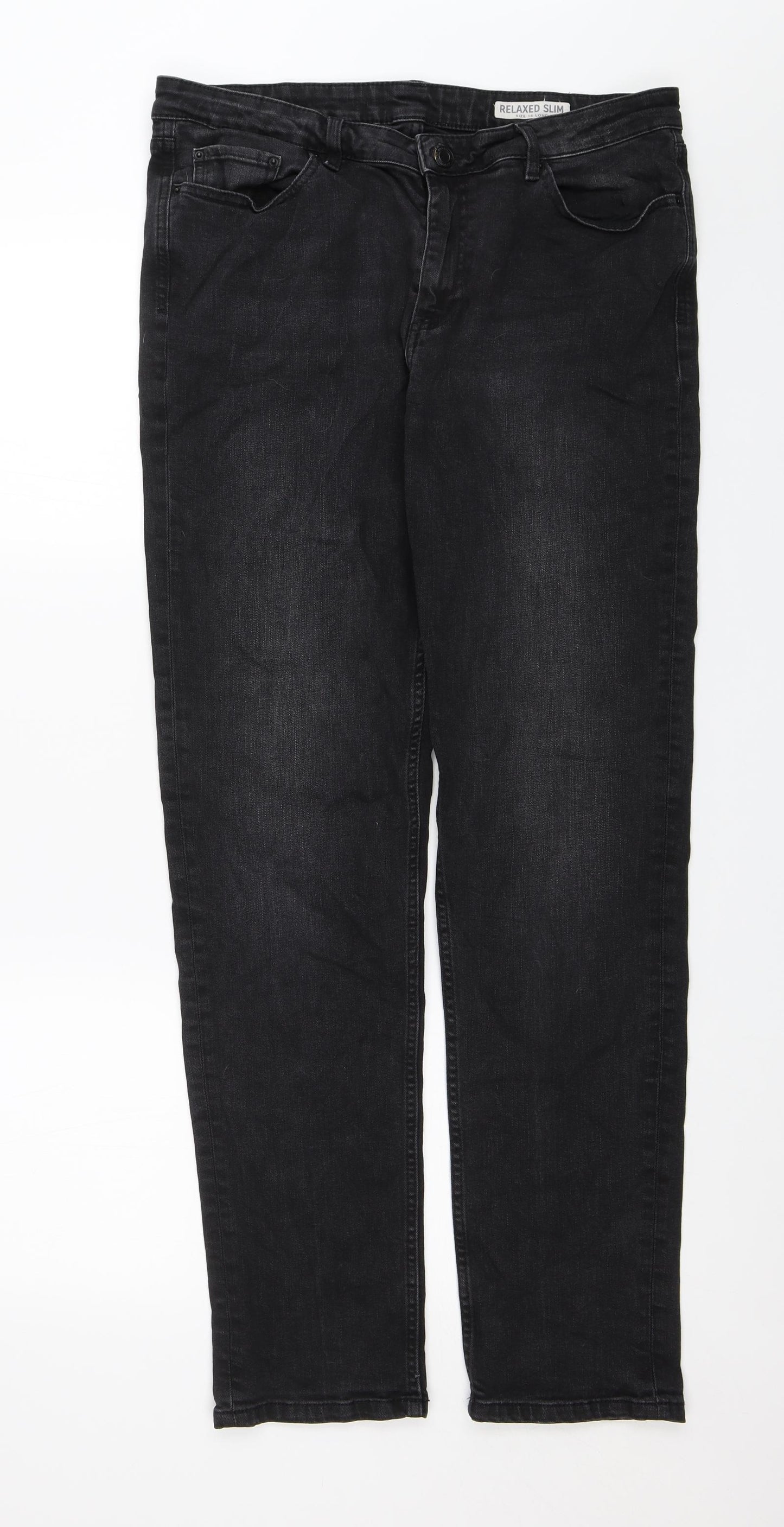 M&S Womens Black   Straight Jeans Size 14 L29 in
