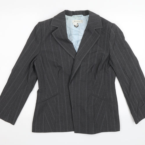 Planet Womens Grey Striped  Jacket Blazer Size 12