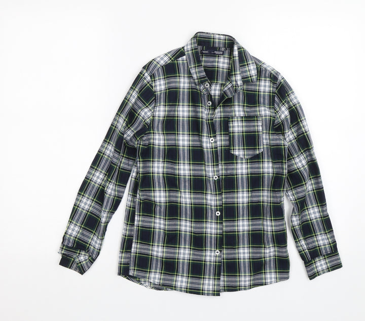 NEXT Boys Blue Plaid  Basic Button-Up Size 9 Years