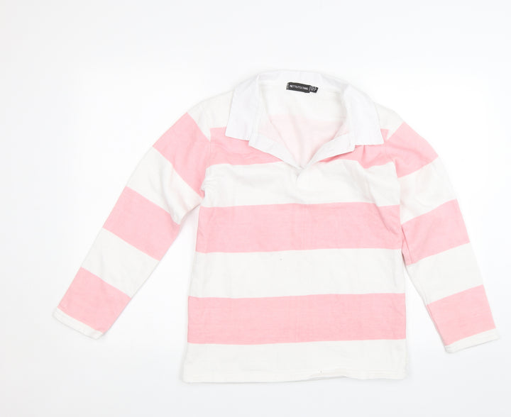 PRETTYLITTLETHING Womens Pink Striped  Pullover Jumper Size 4