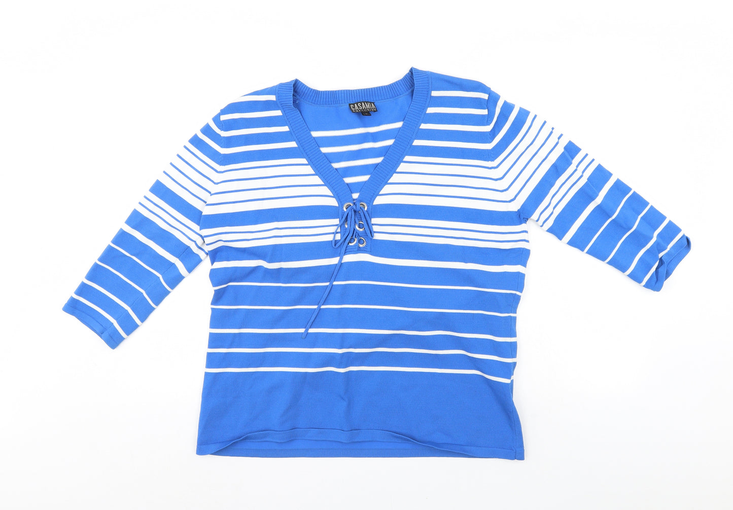 Casamia Womens Blue Striped  Pullover Jumper Size L