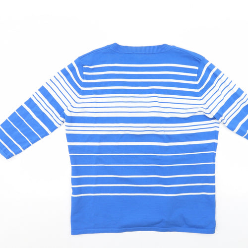 Casamia Womens Blue Striped  Pullover Jumper Size L
