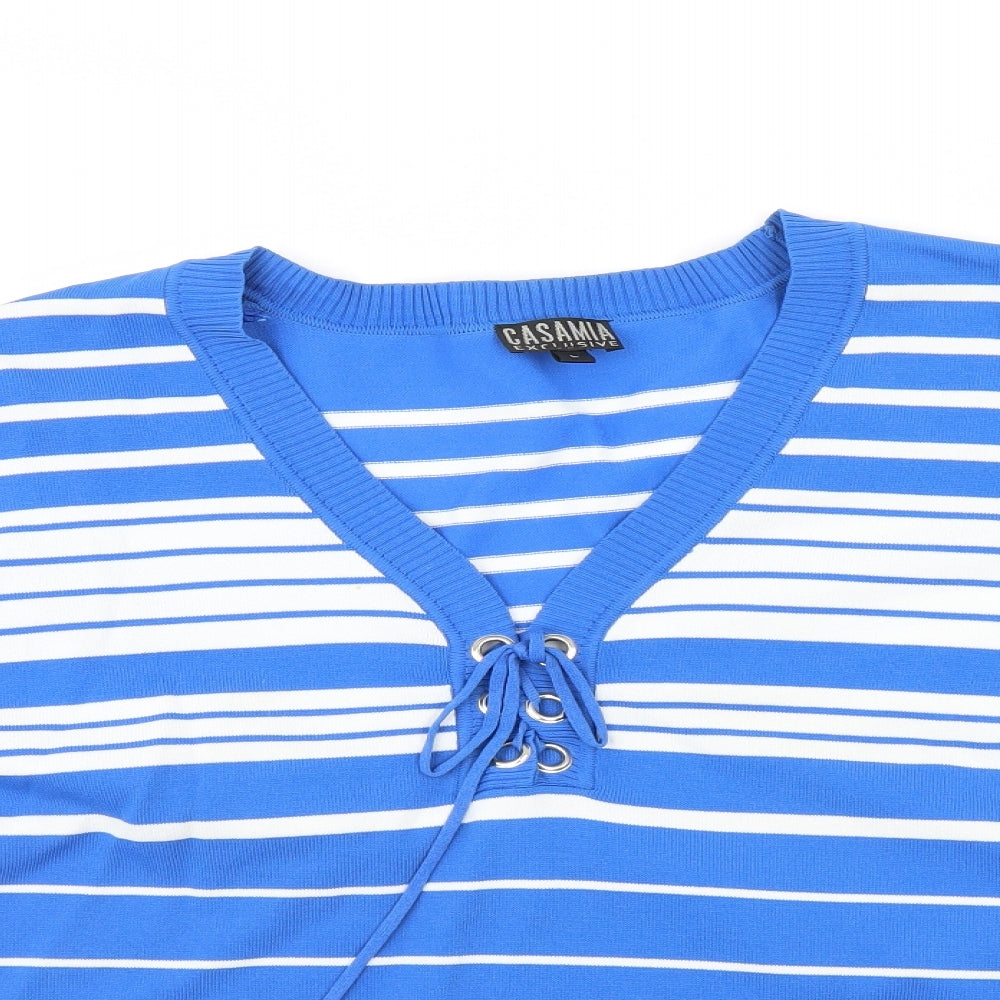 Casamia Womens Blue Striped  Pullover Jumper Size L