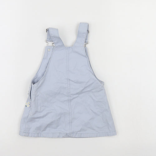 F&F Girls Blue Floral  Pinafore/Dungaree Dress
