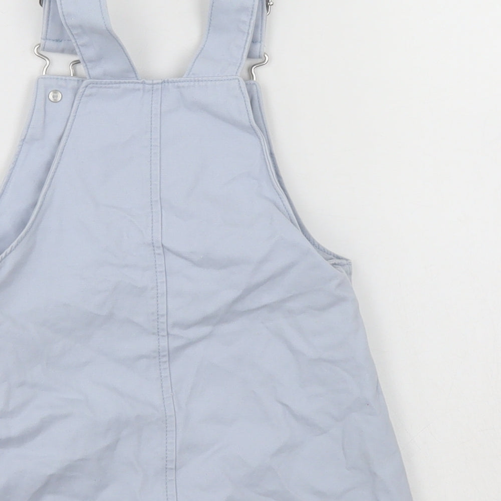 F&F Girls Blue Floral  Pinafore/Dungaree Dress