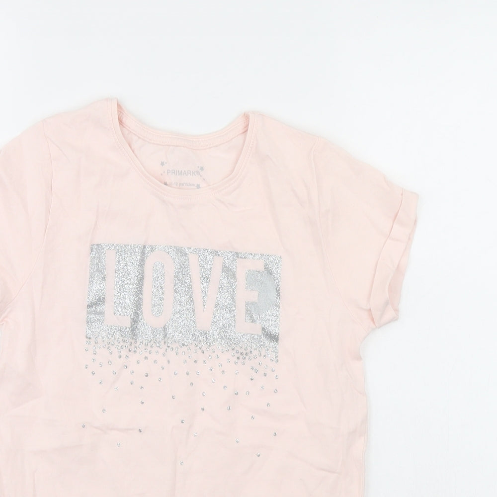 Primark Girls Pink   Basic T-Shirt Size 11-12 Years