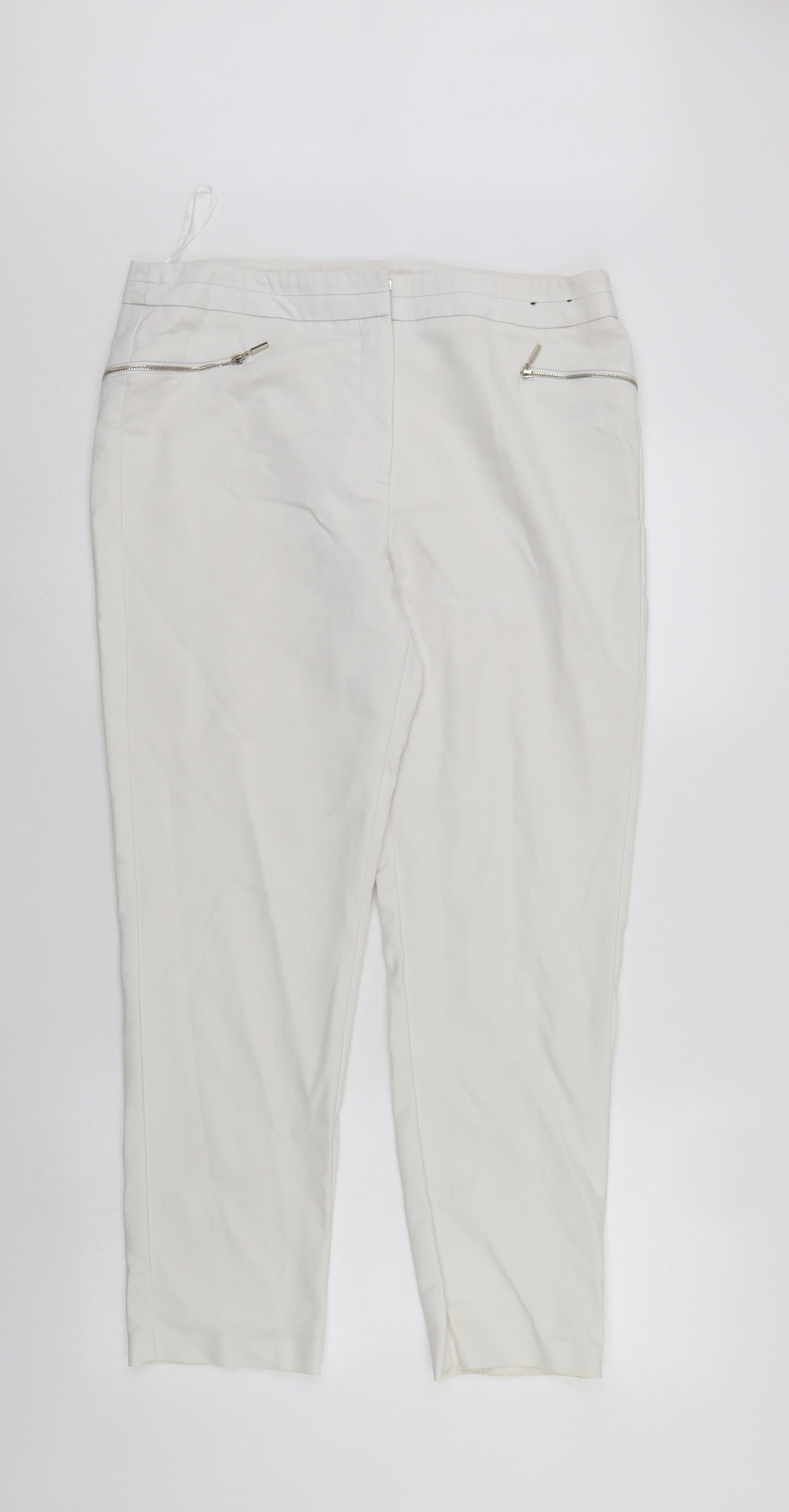 F&F Womens White   Trousers  Size 14 L27 in