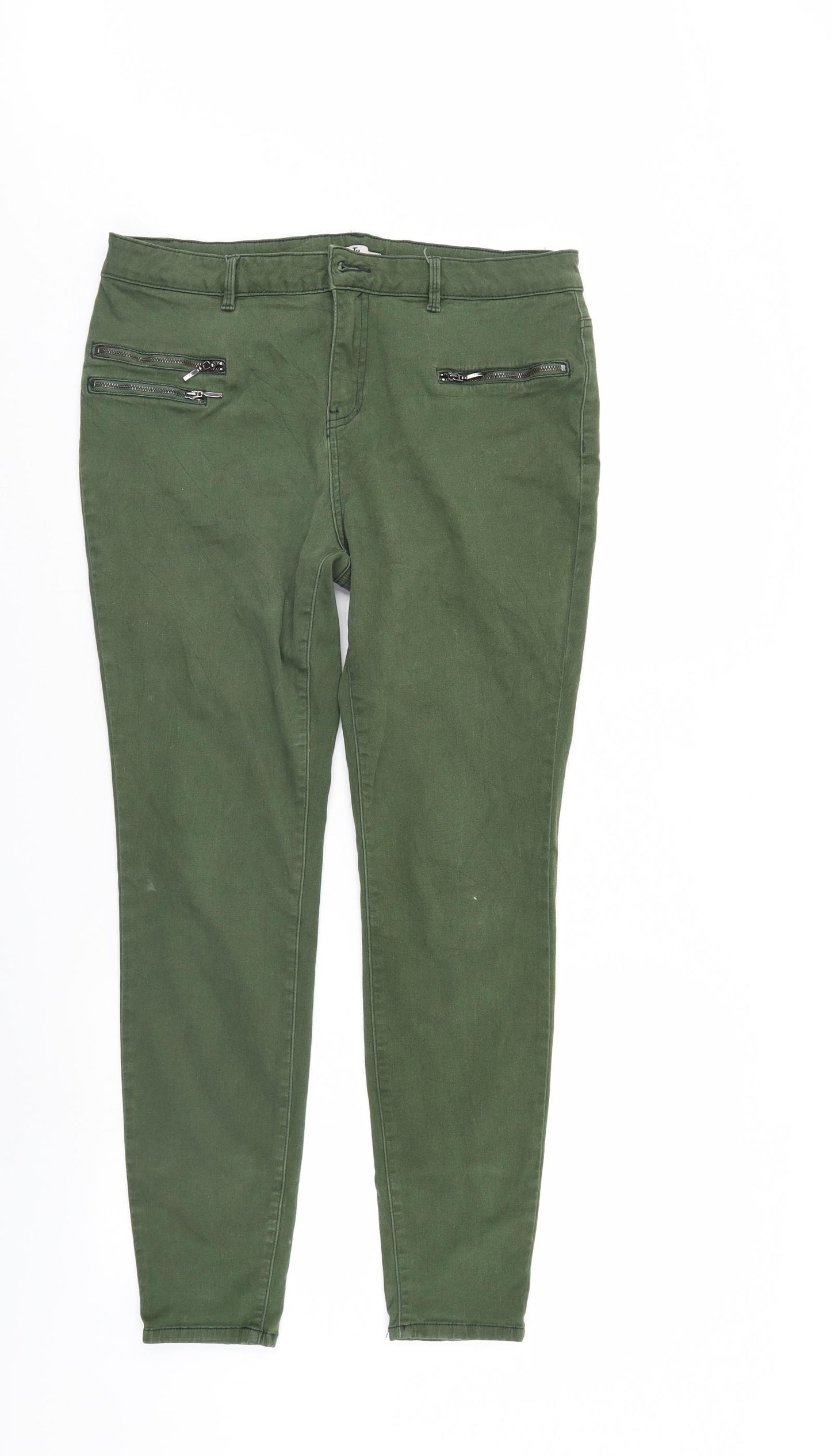 TU Womens Green  Denim Tapered Jeans Size 16 L28 in