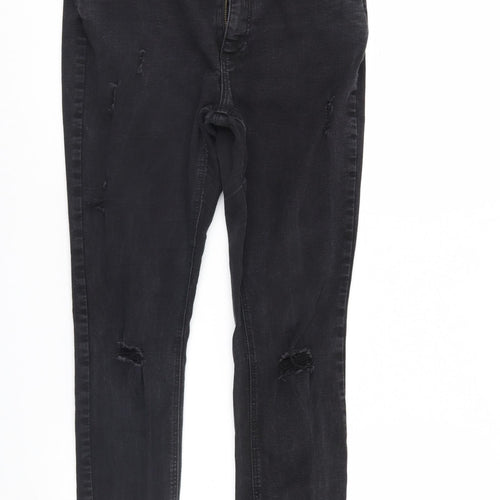 Denim & Co. Womens Black  Denim Straight Jeans Size 14 L28 in