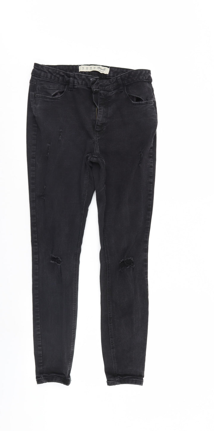 Denim & Co. Womens Black Denim Straight Jeans Size 14 L28 in
