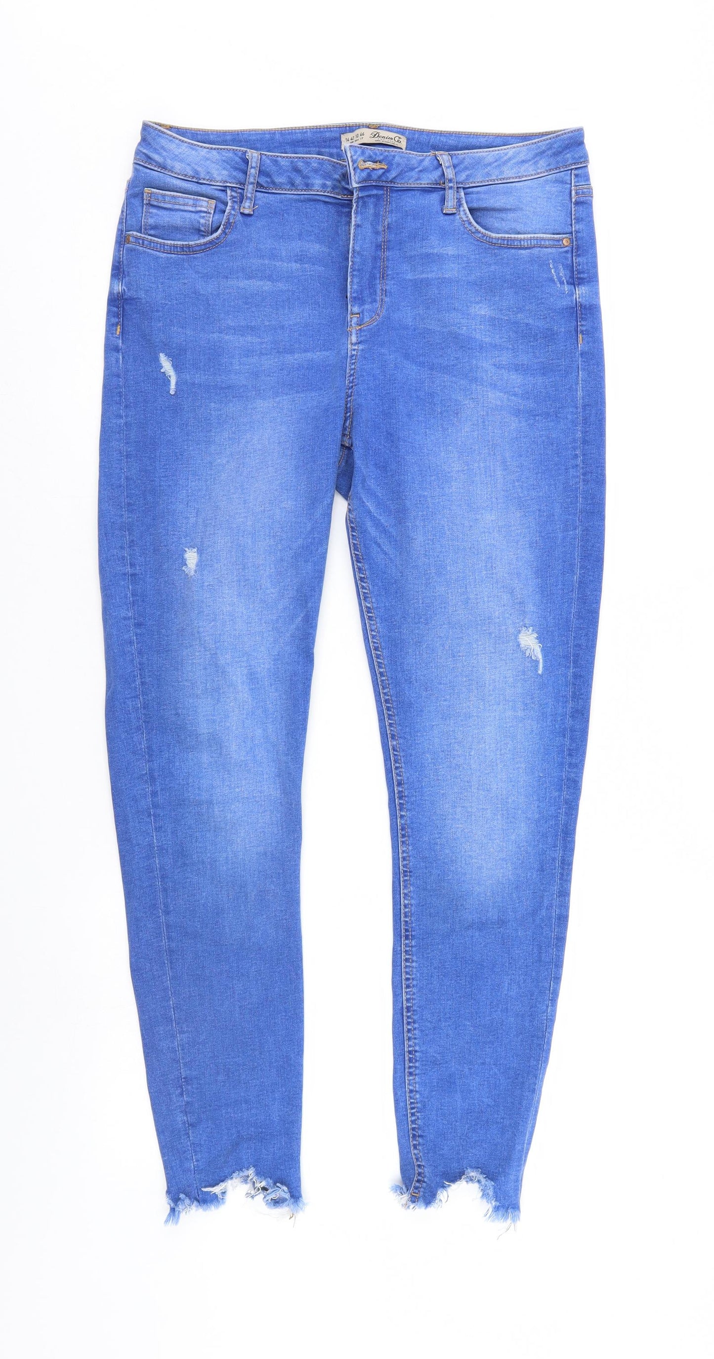 Denim & Co. Womens Blue  Denim Straight Jeans Size 14 L27 in