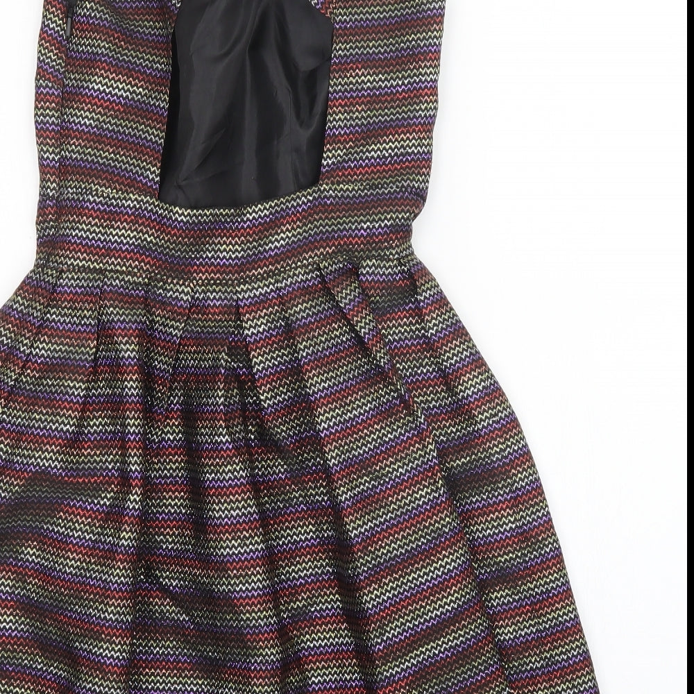 Topshop Womens Multicoloured Striped  A-Line  Size 8