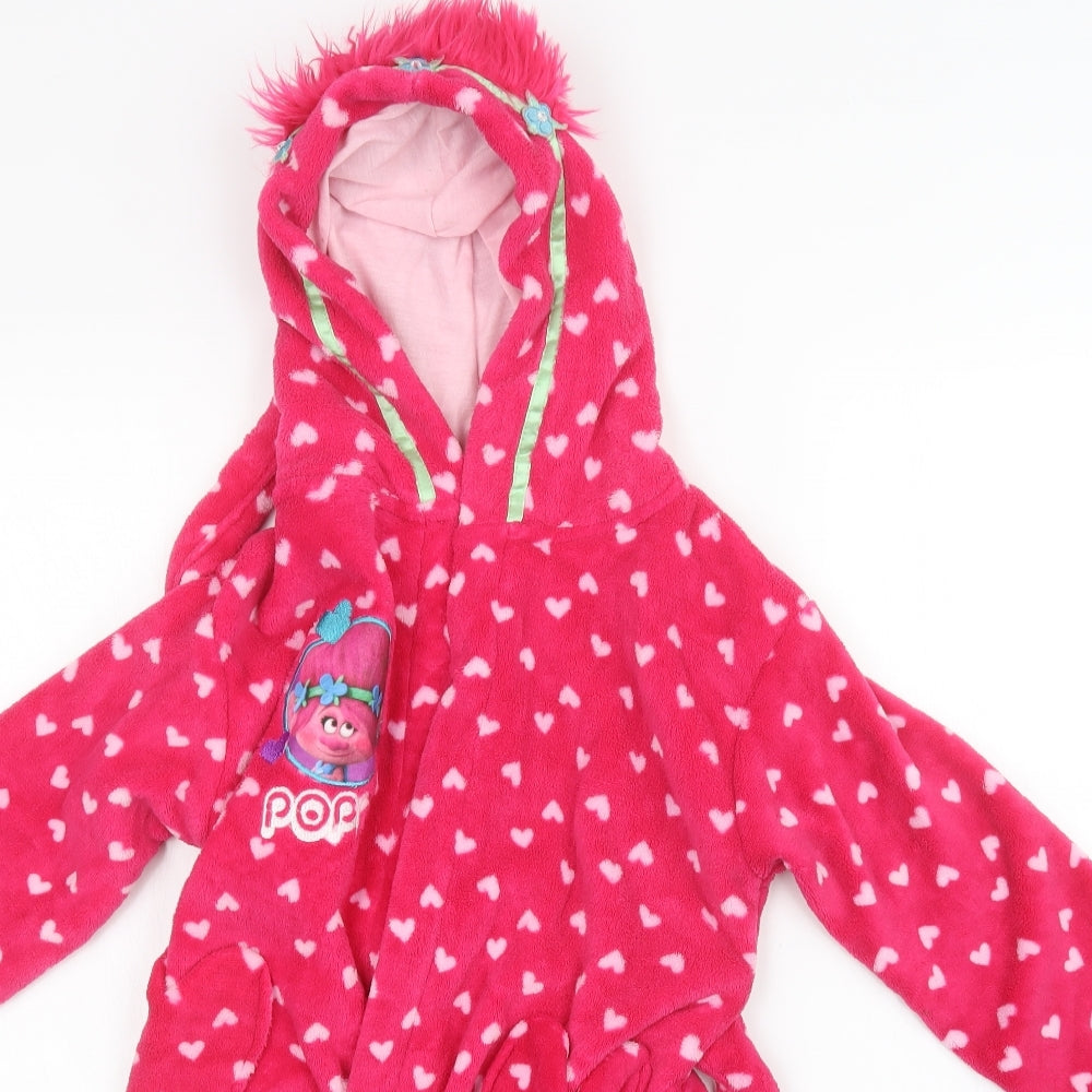 trolls Girls Pink Polka Dot   Gown Size 7-8 Years  - Trolls