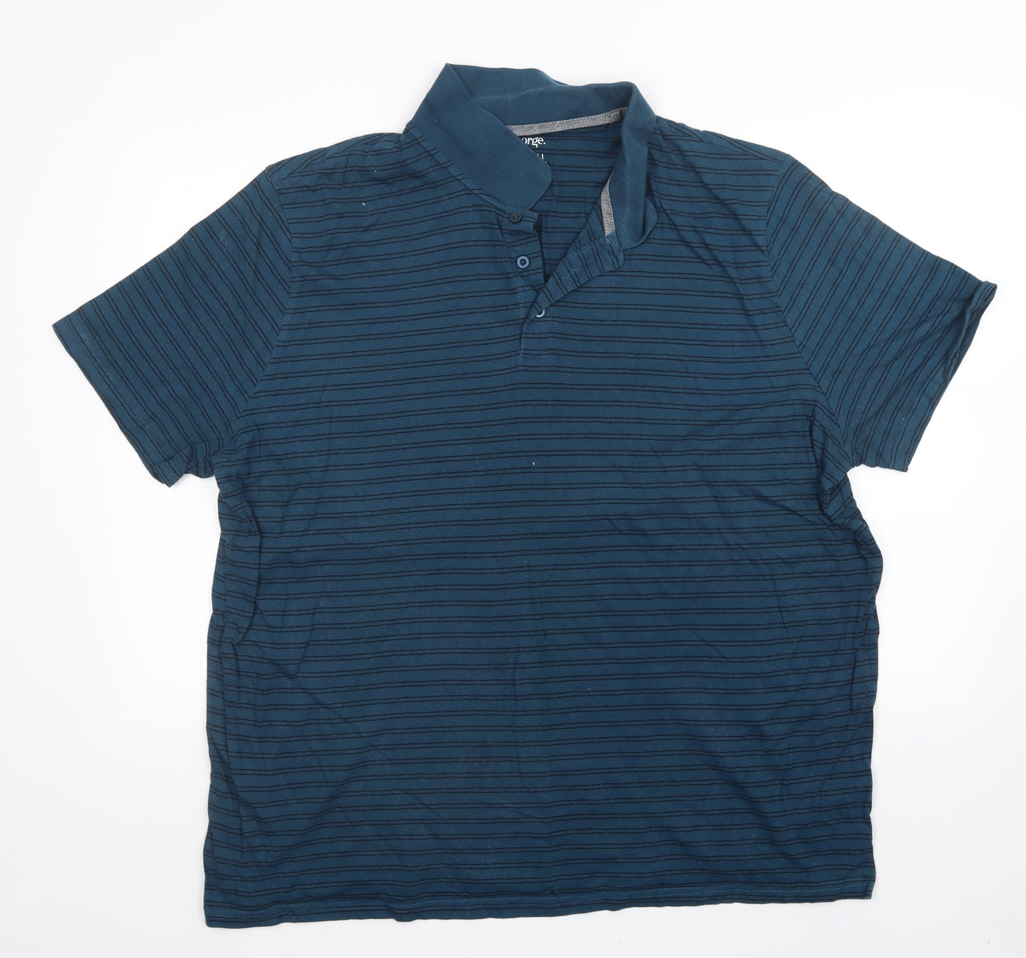 George Mens Green Striped   Polo Size 3XL