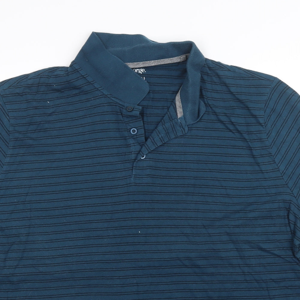 George Mens Green Striped   Polo Size 3XL