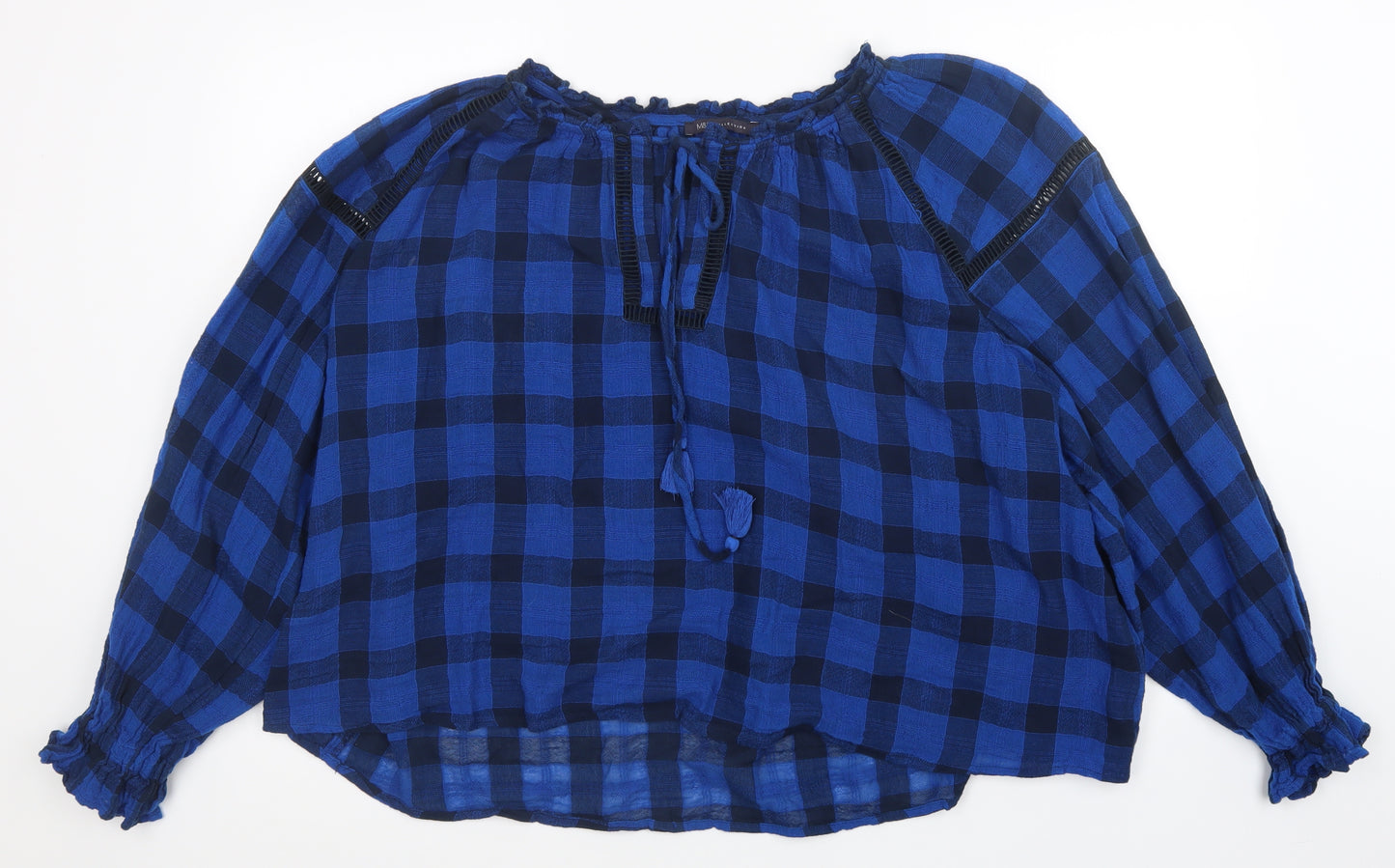 M&S Womens Multicoloured Plaid  Basic Blouse Size 24