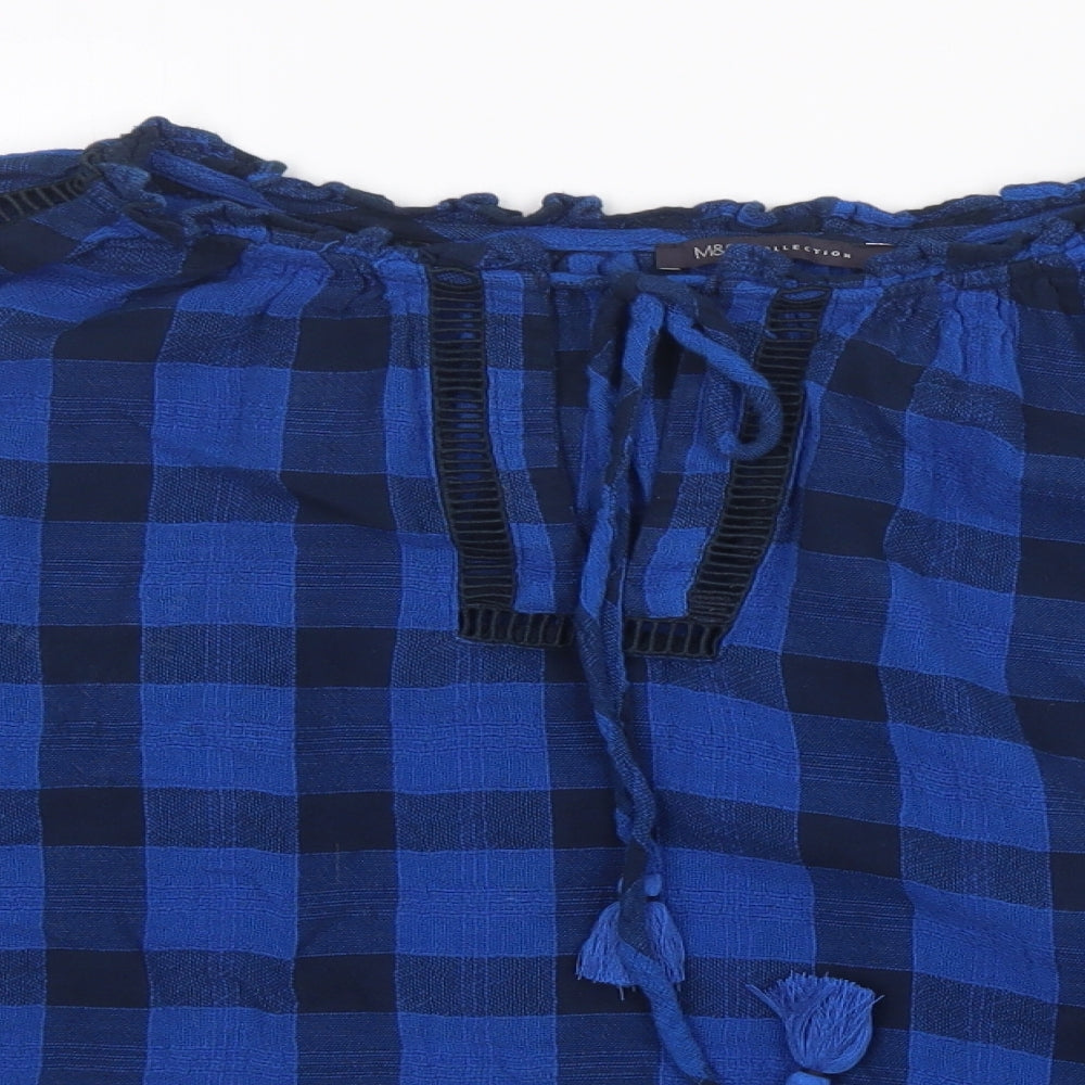 M&S Womens Multicoloured Plaid  Basic Blouse Size 24
