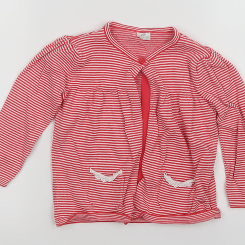 F&F Girls Red Striped  Cardigan Jumper Size 12-18 Months