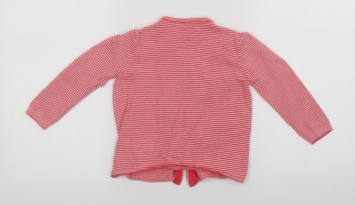 F&F Girls Red Striped  Cardigan Jumper Size 12-18 Months
