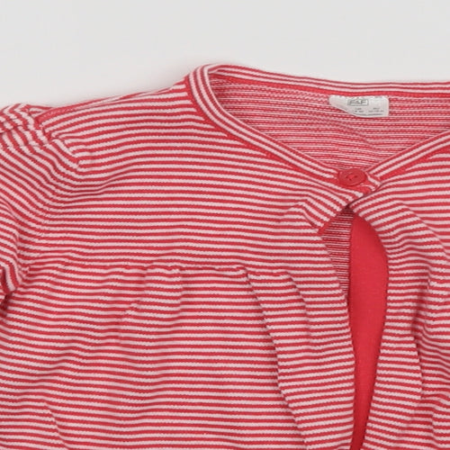 F&F Girls Red Striped  Cardigan Jumper Size 12-18 Months