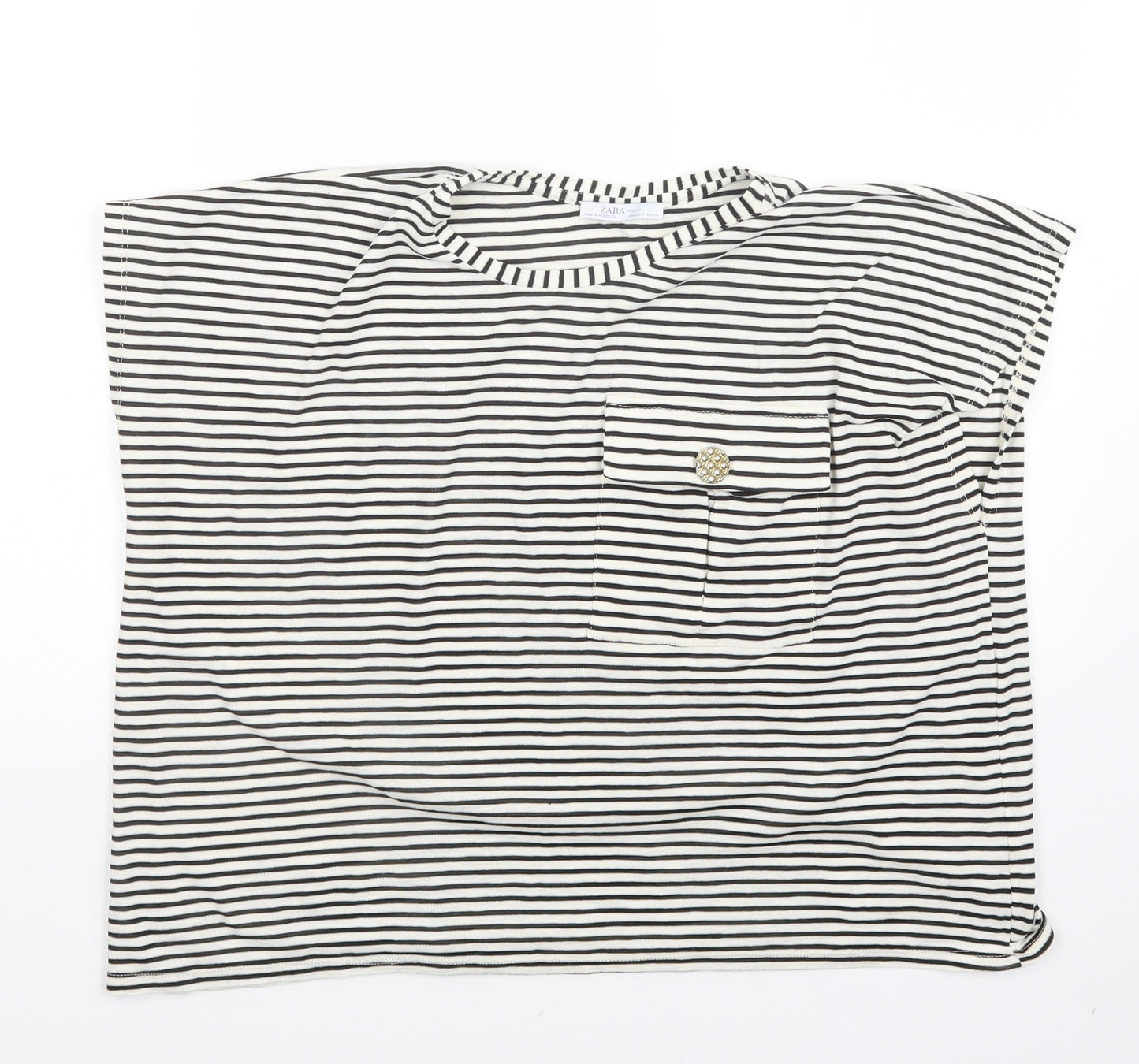 Zara Womens Multicoloured Striped  Basic Blouse Size 6