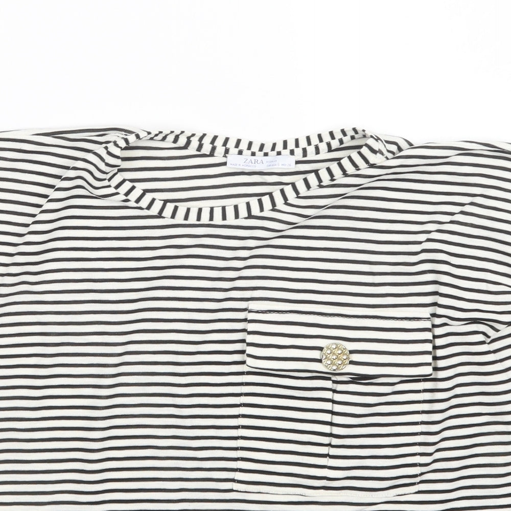 Zara Womens Multicoloured Striped  Basic Blouse Size 6