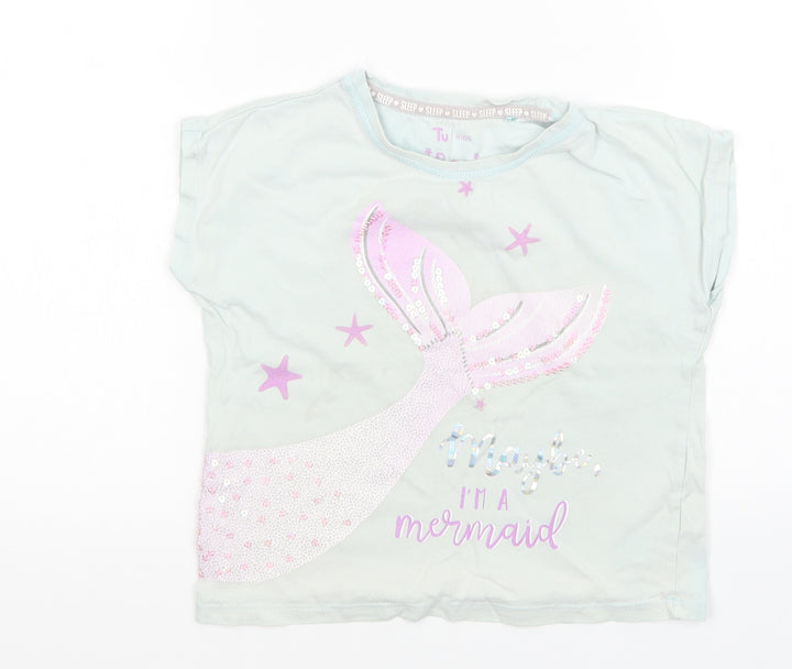 TU Girls Green Top Pyjama Top Size 6-7 Years
