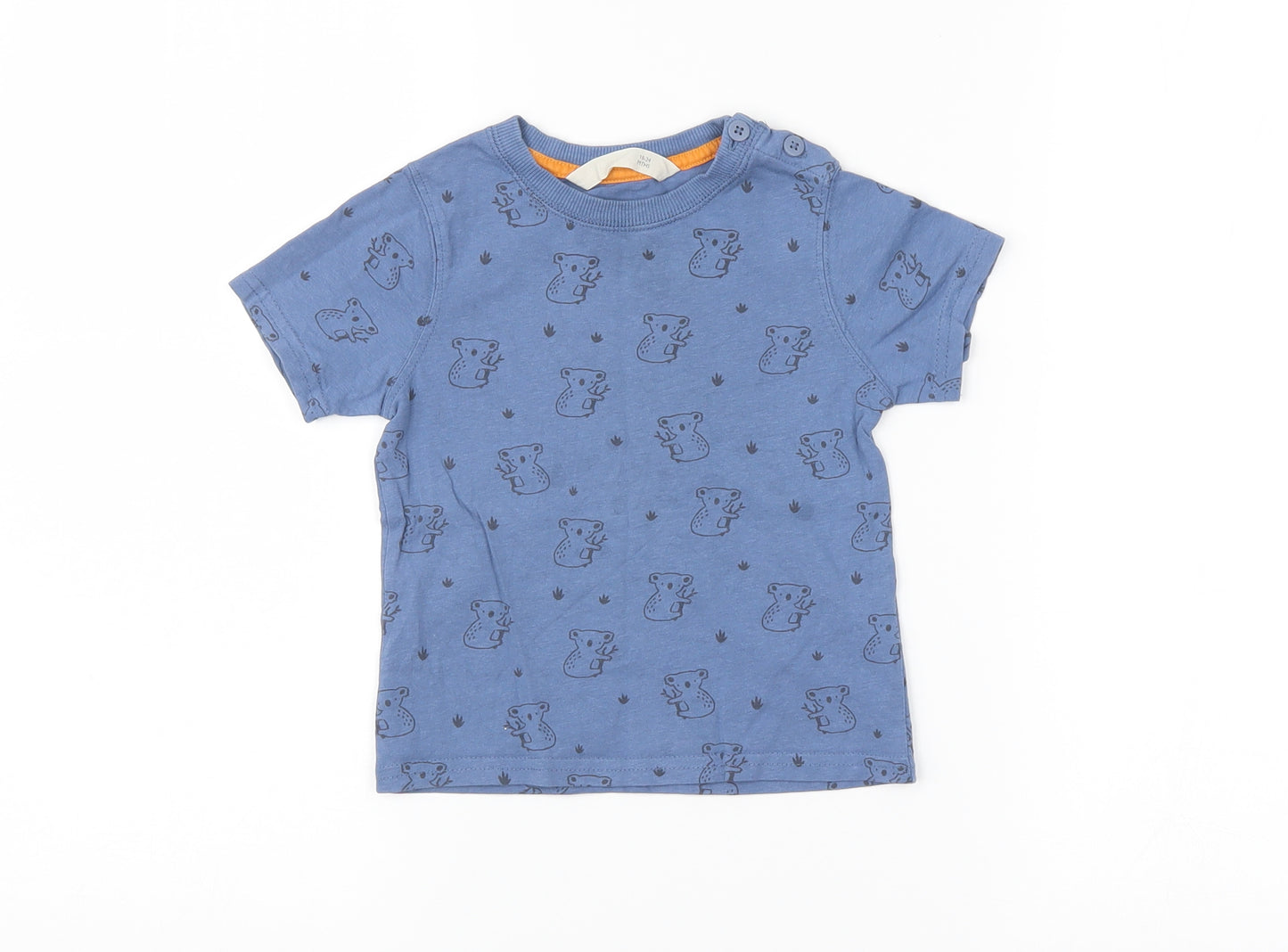 John Lewis Baby Blue Animal Print  Basic T-Shirt Size 18-24 Months