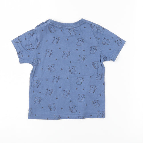 John Lewis Baby Blue Animal Print  Basic T-Shirt Size 18-24 Months