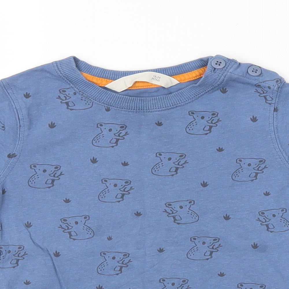 John Lewis Baby Blue Animal Print  Basic T-Shirt Size 18-24 Months
