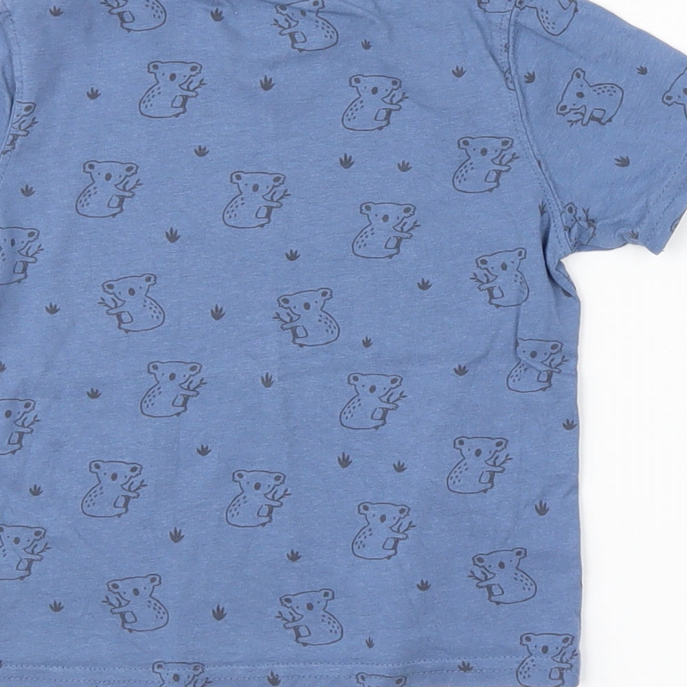 John Lewis Baby Blue Animal Print  Basic T-Shirt Size 18-24 Months