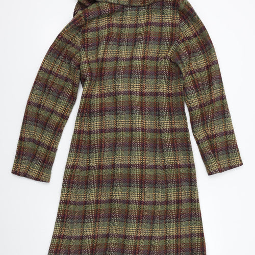 M&S Womens Multicoloured Plaid  Overcoat Coat Size 8