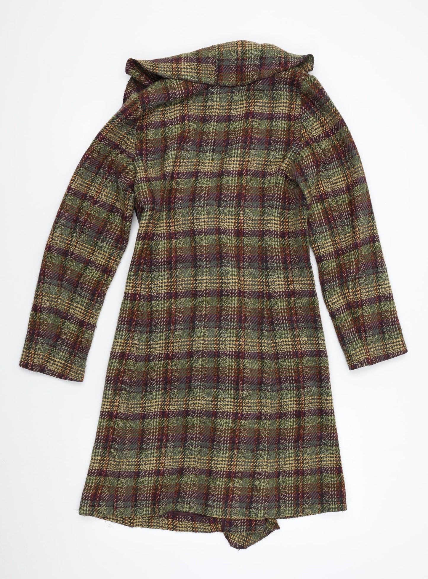M&S Womens Multicoloured Plaid  Overcoat Coat Size 8