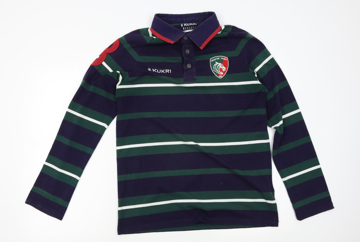Kukri Mens Green Striped  Pullover Jumper Size M  - Leicester Tigers