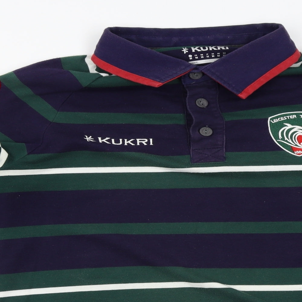 Kukri Mens Green Striped  Pullover Jumper Size M  - Leicester Tigers
