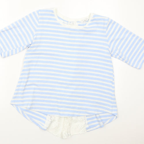 Preworn Womens Blue Striped  Pullover Jumper Size M  - lace back