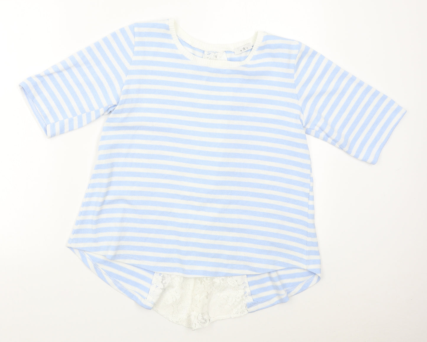 Preworn Womens Blue Striped  Pullover Jumper Size M  - lace back