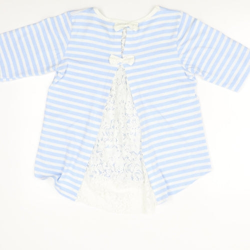Preworn Womens Blue Striped  Pullover Jumper Size M  - lace back