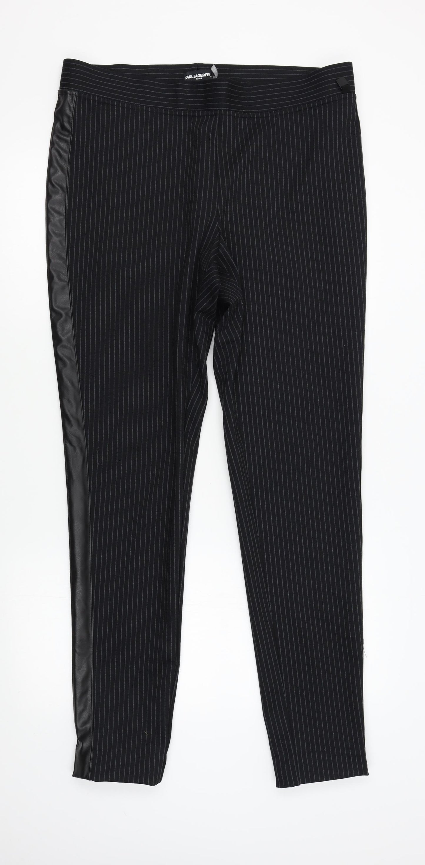 Karl Lagerfeld Womens Black Striped  Trousers  Size L L32 in