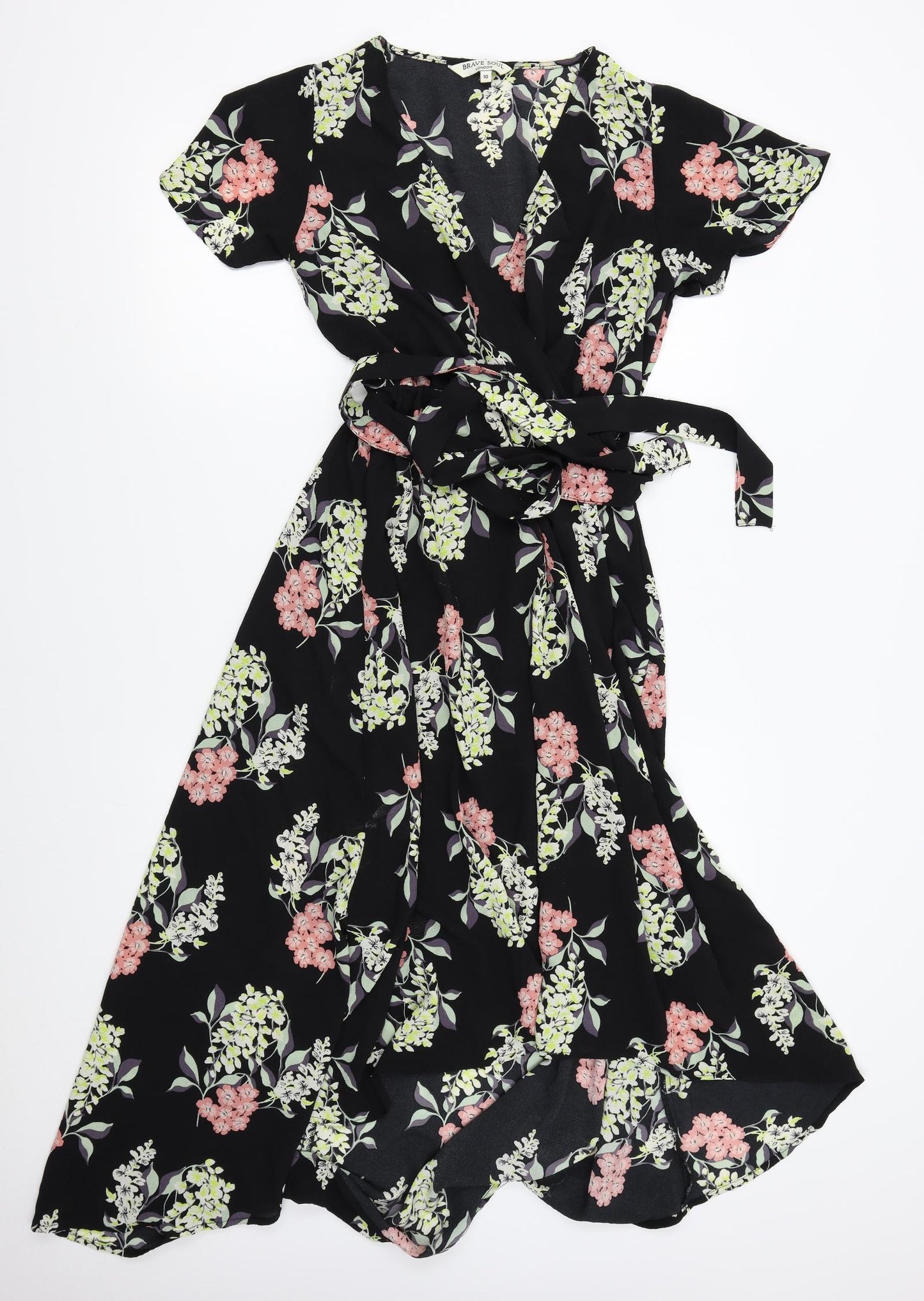 Brave Soul Womens Black Floral  A-Line  Size 10