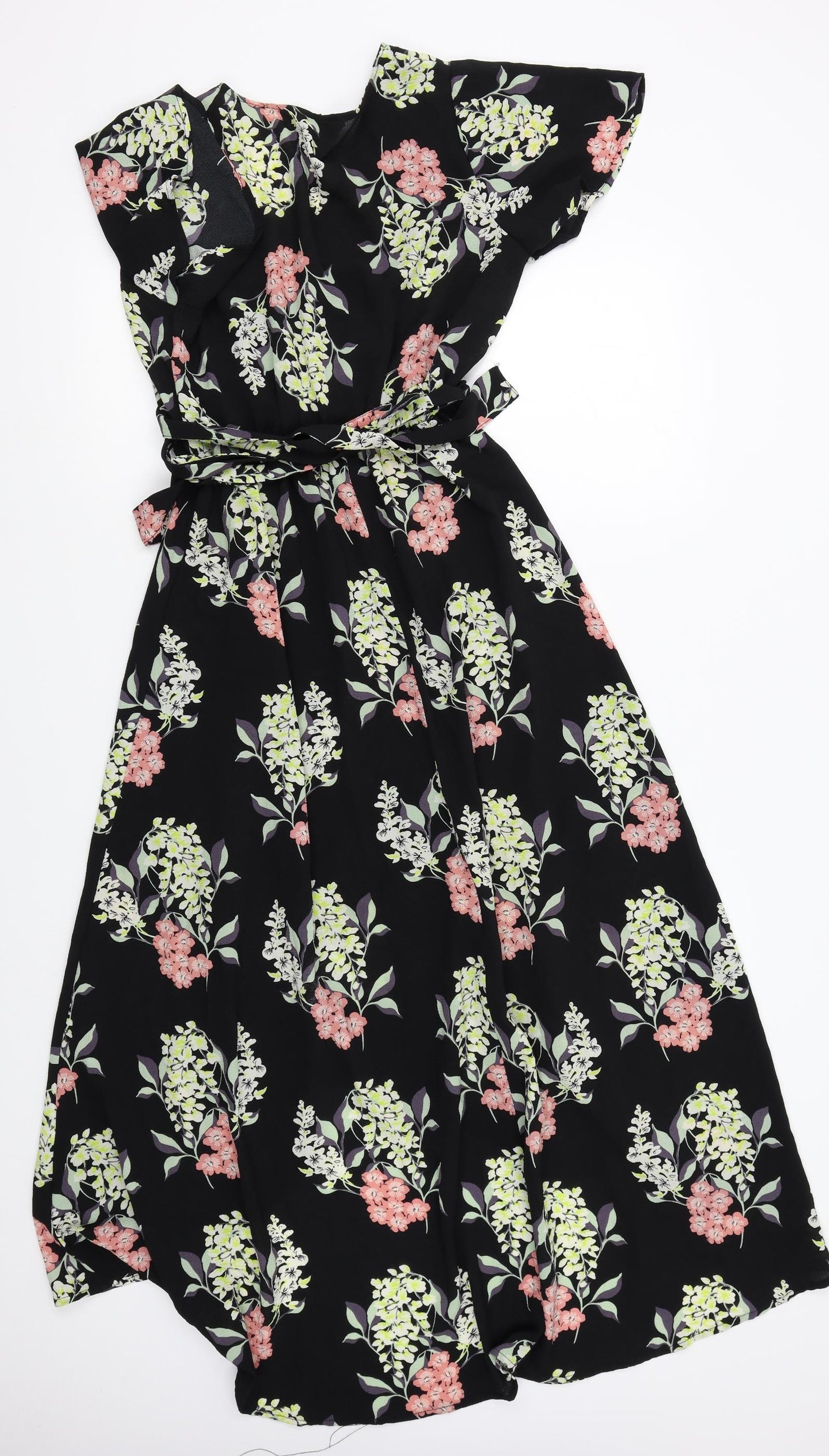 Brave Soul Womens Black Floral  A-Line  Size 10