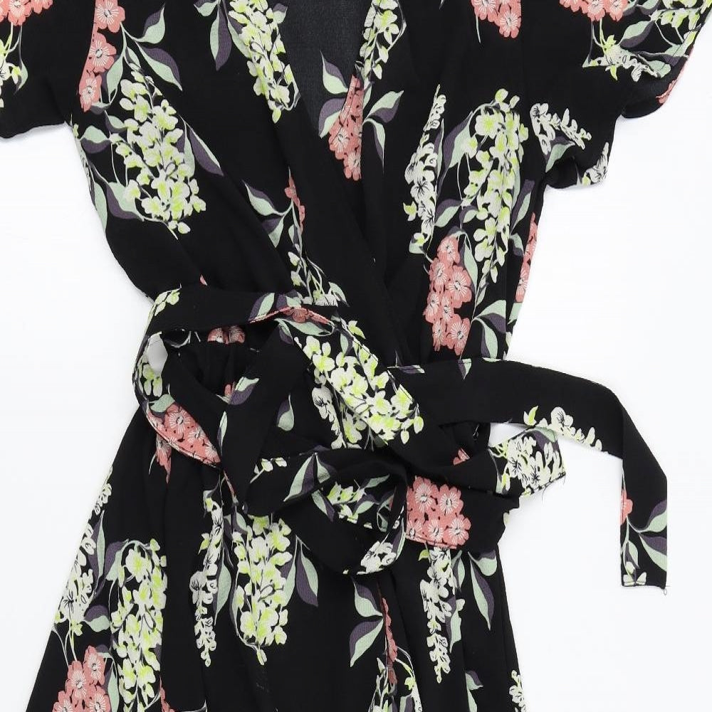 Brave Soul Womens Black Floral  A-Line  Size 10